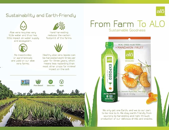 ALO Aloe Vera Juice Drink | BLUE - Aloe Vera + Blueberry | 16.9 fl oz, Pack of 12 | Plant-Based Drink with Real Aloe Pulp