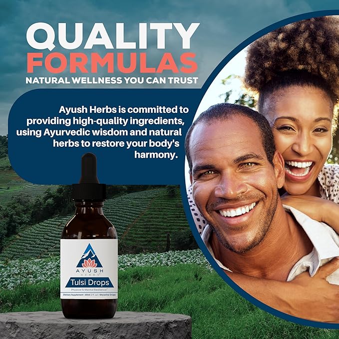 Ayush Herbs Tulsi Drops - Alcohol-Free Tulsi Drops, Holy Basil Gylcerite, Natural Immune-Support Drops for Kids & Adults, Calm & Focus Booster - 2 Fl Oz (80 Servings)