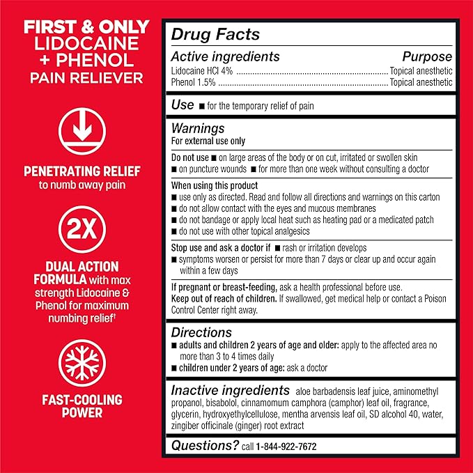 ABSORBINE JR. Pro Maximum-Strength Lidocaine Roll-On for Fast Nerve & Muscle Pain Relief - Non-Greasy, Long-Lasting Formula for Arthritis, Aches, Strains, & More - 2.5 oz - Pack of 1