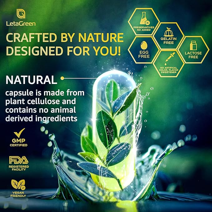 Organic Lions Mane Supplement Capsules - 240 Real Mushrooms Lion's Mane Capsules with Ginkgo Biloba Herb, Bacopa Monnieri, L Theanine, L Tyrosine - Mushroom Complex for Daily Wellness
