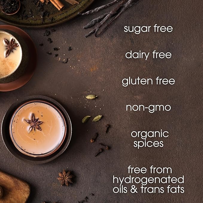 Flamingo Vanilla Decaffeinated Reduced Calorie Chai Tea Latte Mix, 11.9 Oz, Decaf Black Tea, Organic Spices, Sugar Free, Dairy Free, Serve Hot or Cold, Just Add Water or Milk, 18 Servings