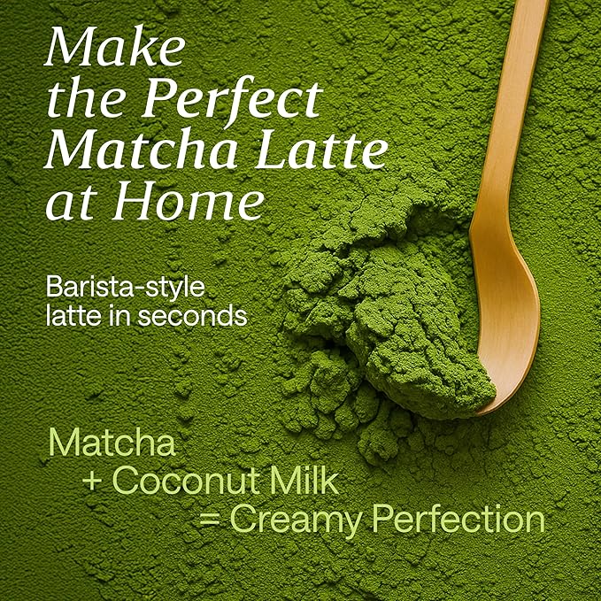 Organic Matcha Latte Powder & Coconut Milk Set β Ceremonial Grade First Harvest Matcha β USDA Organic Green Tea Sugar Free β Coffee Alternative (1.06 oz)