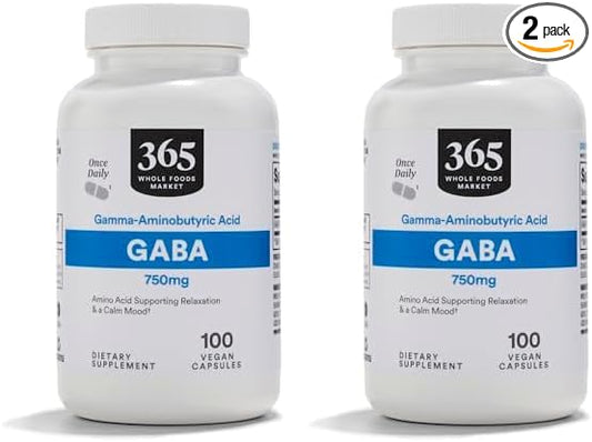 Whole Foods Market, GABA 750Mg, 100 Vegetarian Capsules (Pack of 2)