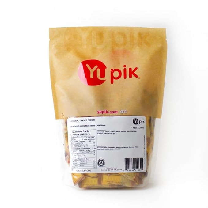 Yupik Ginger Chews, Candy, 2.2 lb, Gluten-Free, Individually Wrapped Candies, Soft & Chewy Bites, Made with Real Ginger, Sweet & Spicy, Quick Snacks