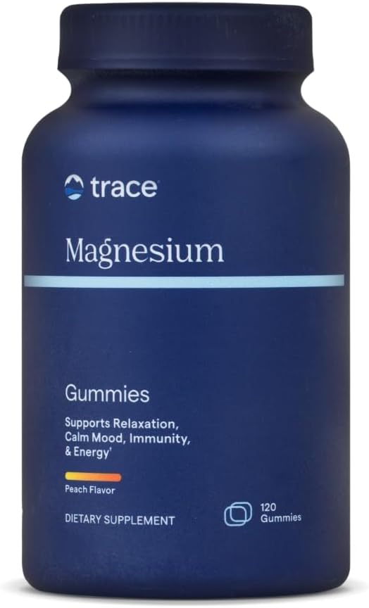 Trace Minerals Magnesium 84mg - Chewable Magnesium Supplement for Bone & Heart Health Support - Immune System Support - Aids Relaxation & Healthy Sleep - Peach, 120 Gummies (120 Servings)