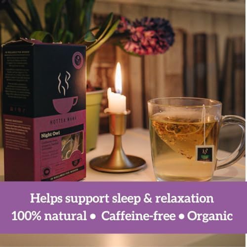 HOTTEA MAMA | Night Owl | Organic | Sleep Support Tea | Caffeine-Free | 14 Whole Leaf Biodegradable Tea Bags (28 Cups)