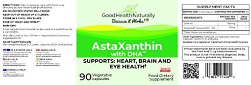 AstaXanthin with DHA - Antioxidant for Skin | 90 Vegetable Capsules - Good Health Naturally