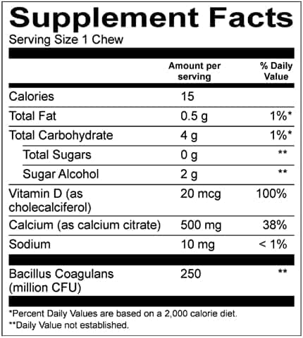 BariatricPal Sugar-Free Calcium Citrate Soft Chews 500mg with Probiotics (90 Count) - Chocolate Mint