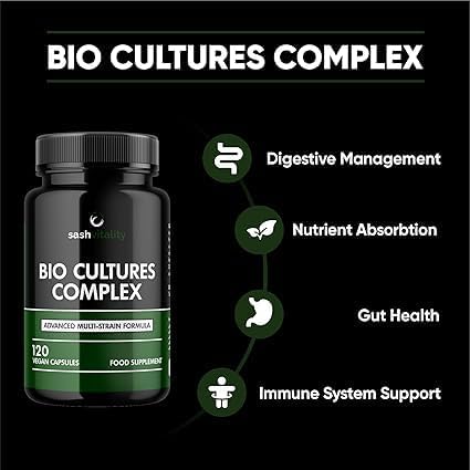 Probiotics & Prebiotics | 435 Billion CFU | Bio Cultures Complex | 120 Vegetarian Capsules for Women & Men - Lactobacillus Acidophilus, Bifidobacterium, Rhamnosus & Reuteri - Advanced Multi-Strain
