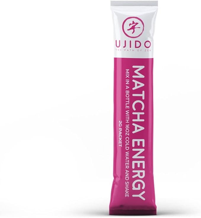Ujido Matcha Energy Packets, Lemon Flavor, Sugar-Free, Monkfruit, Non-GMO, Antioxidant, Keto & Vegan, 2g x 15 Count