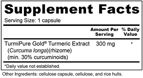 Turmeric Gold Caps with TurmiPure Turmeric Extract - 90 Servings - Highest Curcuminoid Bioavailability - Non-GMO, Vegan, Gluten-Free Turmeric Supplement …