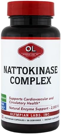 Olympian Labs Nattokinase Complex with Grape Seed Extract Herbal Supplements, Superior Heart Health Support - 30 Daily Capsules