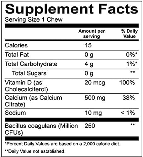 BariatricPal Sugar-Free Calcium Citrate Soft Chews 500mg with Probiotics (90 Count) - French Caramel Vanilla