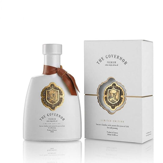 The Governor Limited Edition Extra Virgin Olive Oil - Unfiltered, Cold-Pressed, Early Harvest, Single Origin - Peppery, Robust, Spicy Notes - Packed with Polyphenols, Oleocanthal, Antioxidants, 500ml