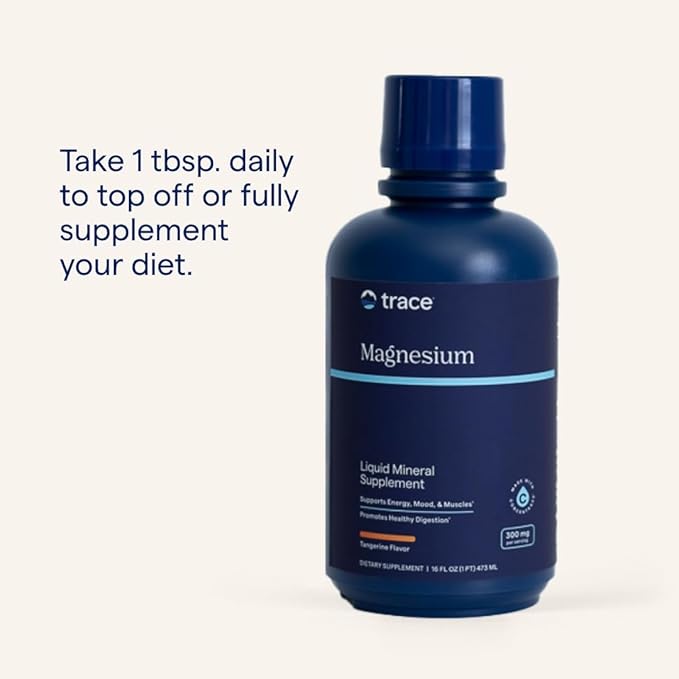 Trace Minerals Magnesium Liquid 300mg - Energy & Heart Health Support Supplement - Minerals to Aid Digestion & Hydration - Support Healthy Bones - Natural Tangerine Flavor, 16 fl oz (32 Servings)
