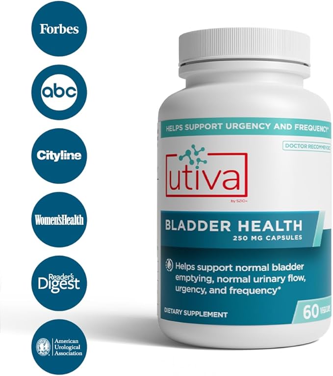 Utiva Bladder Health - Cranberry Pills for UTI support - Control Supplement for Overactive Bladder and Lower Urinary Tract Health - Clinically Proven to Reduce Frequency and Urgency - 60 Capsules