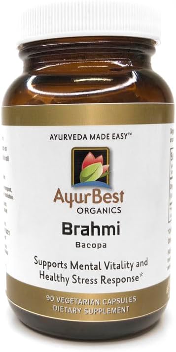 Brahmi Bacopa Herbal Supplements 400mg Capsules, USDA Organic, Kosher - 90 Count