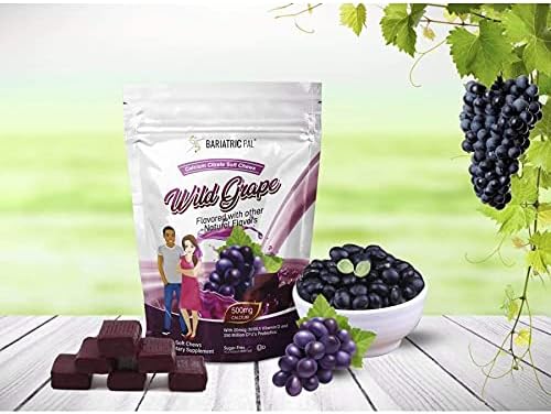 BariatricPal Sugar-Free Calcium Citrate Soft Chews 500mg with Probiotics (90 Count) - Wild Grape