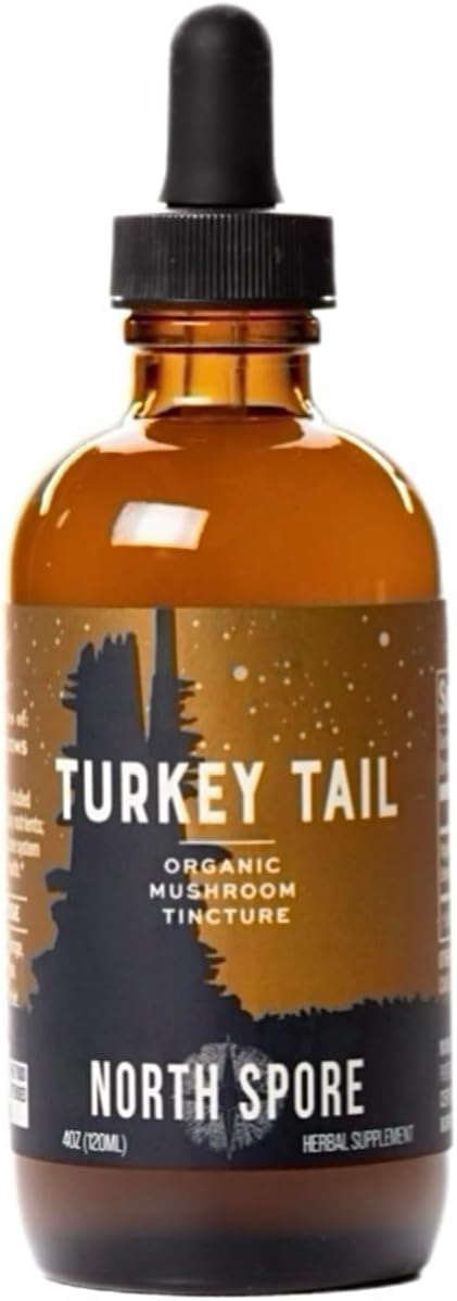 North Spore Organic Turkey Tail Tincture | Mushroom Supplement for Immune Wellness | Sustainably Grown & Confirmed for Potency | Trametes Versicolor Extract | Vegan, Non-GMO - 4oz