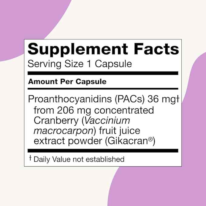 ellura 36mg Clinically Proven Soluble, Bioactive PACs – 100% Concentrated Cranberry Fruit Juice Extract, for UTI Support & Urinary Tract Health, 30 Capsules.
