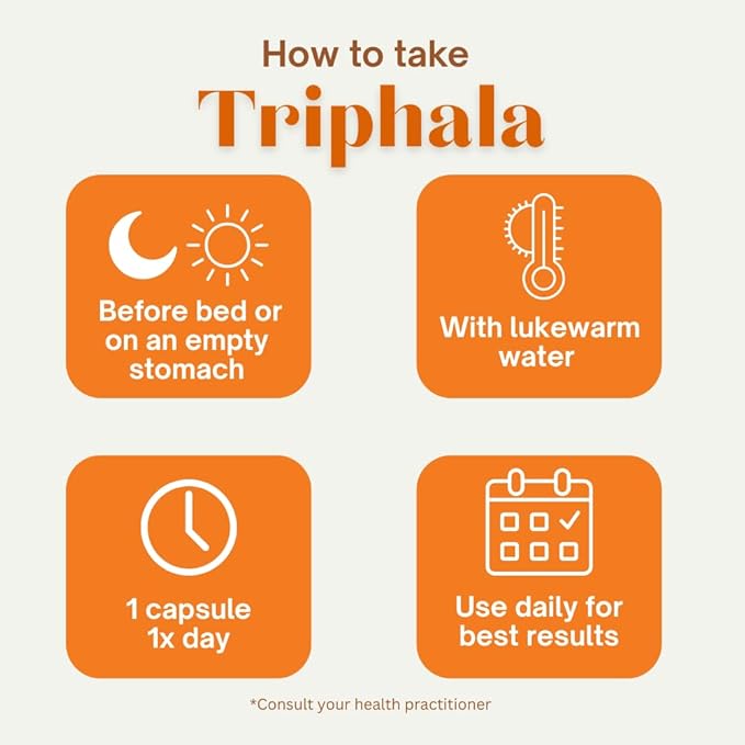 Triphala Capsules Immune Support & Digestive Health with Amla, Haritaki & Bibhitaki – Gut Cleanse, Detox, Bloating Relief – GMP Certified, Non-GMO, Vegan – 30 Count