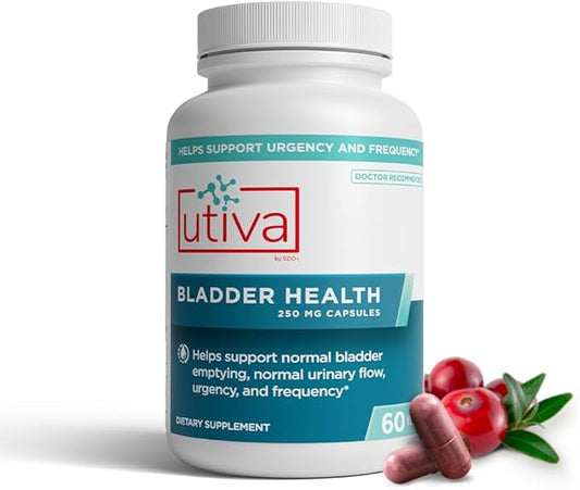 Utiva Bladder Health - Cranberry Pills for UTI support - Control Supplement for Overactive Bladder and Lower Urinary Tract Health - Clinically Proven to Reduce Frequency and Urgency - 60 Capsules