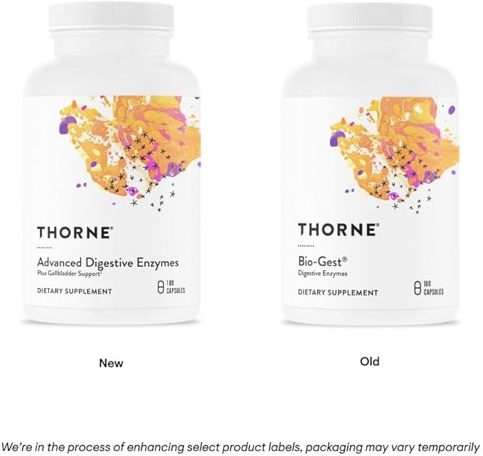 THORNE - Advanced Digestive Enzymes (Formerly Bio-Gest) - Blend of Digestive Enzymes to Aid Digestion* - Gut Health Support with Pepsin, Ox Bile, Pancreatin - 180 Capsules - 90 Servings