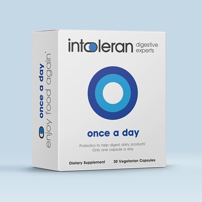 Once a Day - 30 Capsules | Probiotic Lactose Intolerance Supplement | Actively Produces Lactase Enzyme & Helps Digest Dairy | 1 Capsule per Day | 6 Lactic Acid Ferments | Pure & Dairy Free