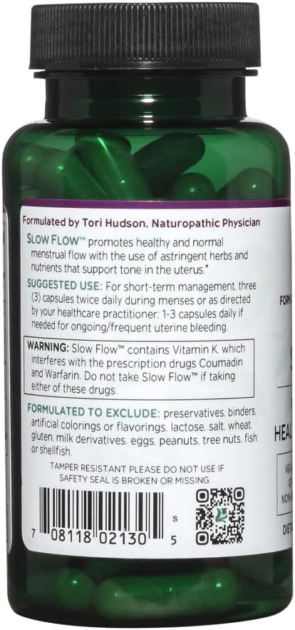 Vitanica Slow Flow, Menstrual Flow Support, Vegan, 60 Capsules
