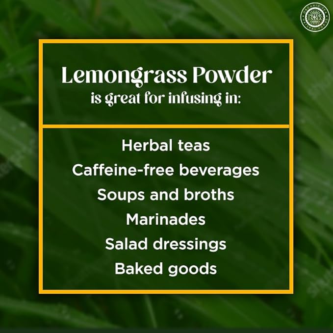 Pride of India | Lemongrass Powder 3.53 oz (100 gm) resealable pouch pack | Ideal for Cooking & Drinks | Perfect seasoning for Juices, Smoothies, Marinades | Gourmet Condiment, Pure & Fresh, Vegan