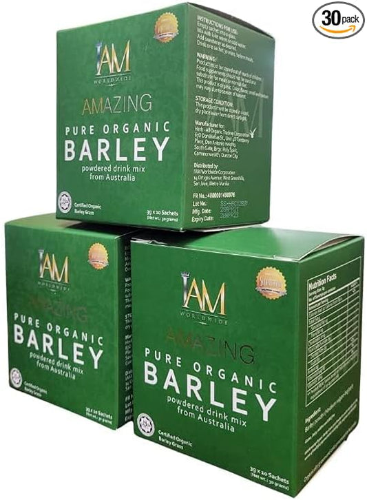 IAM Amazing Pure Organic Barley Powdered Drink Mix from Australia - 3 Boxes