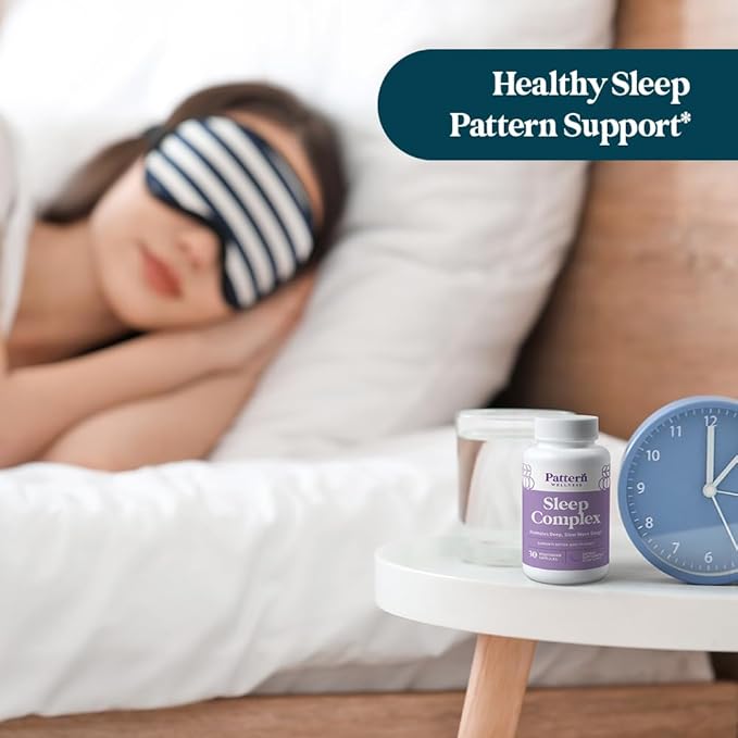 Pattern Wellness Sleep Complex Supplement - Deep, Slow-Wave Sleep - Mood & Stress Support - Natural Sleep Aid - 30 Vegetarian Capsules
