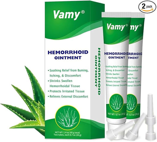 vamy Herbal Hemorrhoid Cream, Hemorrhoid Treatment and Hemorrhoids Cream with Lidocaine 4% and Phenylephrine HCI for Fast Relief of Pain, Swelling, Itching, Burning, Hemorrhoidal Treatment. 2 pc