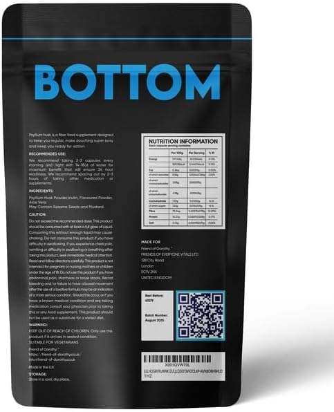 Bottom Fiber Supplement for Effortless Prep Time - Helps Promote Digestive Regularity - Psyllium Husk Based - for Men Who Bottom, 120 Capsules