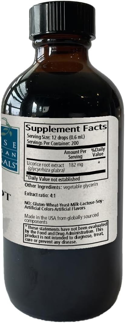 Wise Woman Herbals Licorice Root Solid Extract 4:1, Alcohol-Free, Herbal Digestive & Stomach Comfort, Adrenal Balance, Immune & Respiratory Support, Supports a Healthy Inflammatory Response, 4 Fl Oz