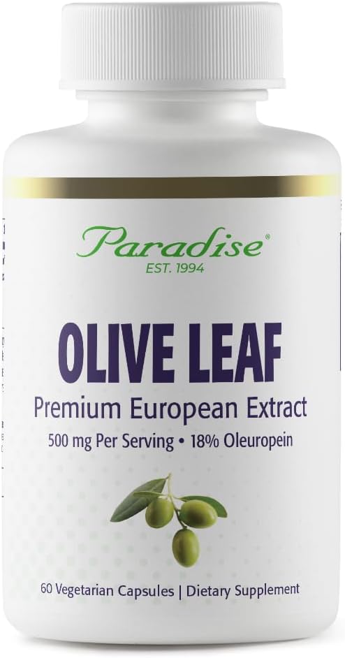 Paradise Herbs Olive Leaf Extract from Spanish Andalusian Olive Trees, Super Potent, Ultra Pure, Non-GMO, Vegan, Gluten Free, 60 Vegetarian Capsules