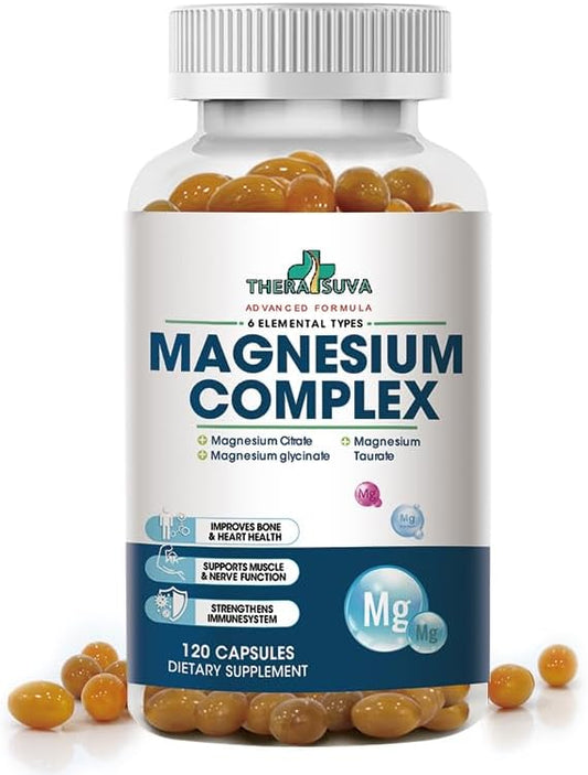 High Absorption Magnesium Complex | 6 Element Magnesium Complex for Muscle, Bone & Nerve Health - 120 Softgel Capsules, 60 Day Supply