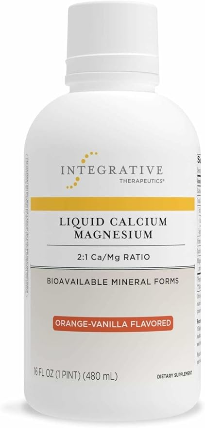 Integrative Therapeutics Liquid Calcium Magnesium 2:1 - Calcium Supplement for Bone Support* - Delicious, Liquid Formula - Does Not Contain Sugar, Gluten or Dairy - Orange Vanilla, 16 oz (32 Servings)