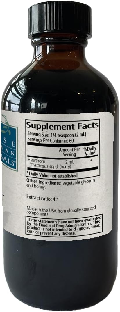 Wise Woman Herbals Hawthorn Berry Solid Extract 4:1, Alcohol-Free Extra Strength, Promotes Healthy Circulation, Antioxidant Protection, Herbal Cardiovascular Support, 4 Fl Oz