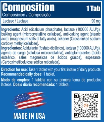Atlantic Lab Corporation - LactoDigest Fast & Strong Natural Lactose Intolerance Relief, 9000 FCC Lactase Enzyme, 60 Capsules, Relieves Digestive Discomfort