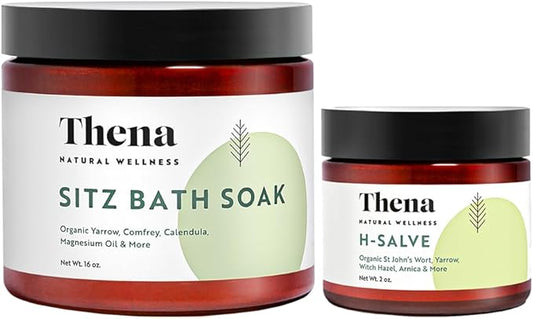 Organic Hemorrhoid Salve & Sitz Bath Soak Bundle – Comprehensive Relief for Hemorrhoids & Postpartum Recovery – Natural Healing & Soothing Comfort