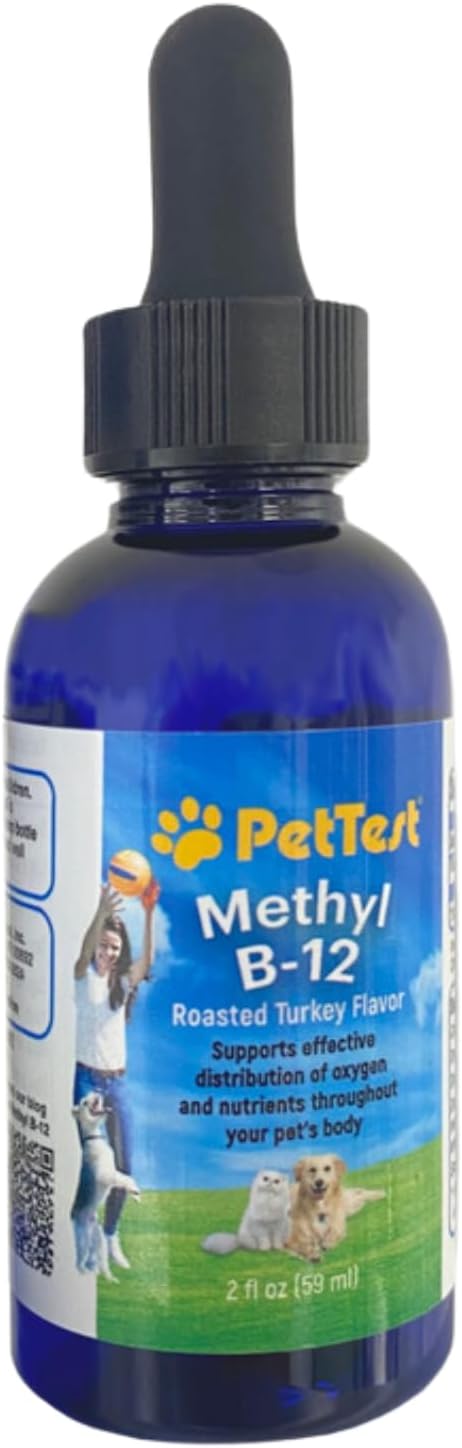 PetTest Methyl B12 Vitamin Liquid Drops 2fl oz (5000 MCG) Supplement with Methylcobalamin for Diabetic Pets, Maximum Absorption to Increase Energy for Dogs and Cats