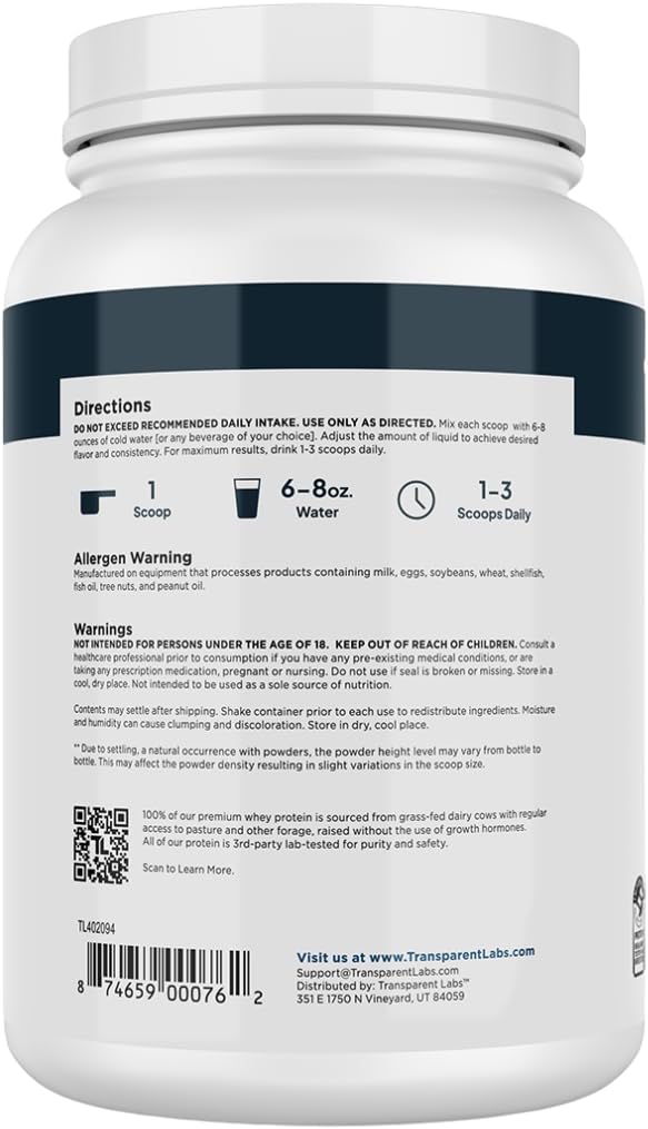 Transparent Labs Grass-Fed Whey Protein Isolate - Natural Flavor, Gluten Free Whey Protein Powder w/ 28g of Protein per Serving & 9 Essential Amino Acids - 30 Servings, Strawberry Milkshake