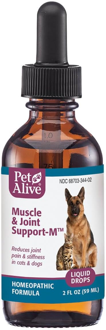 PetAlive Muscle and Joint Support-M - Natural Homeopathic Formula for Joint Pain and Stiffness in Pets - Supports Joint Health and Movement in Dogs and Cats - 59 mL