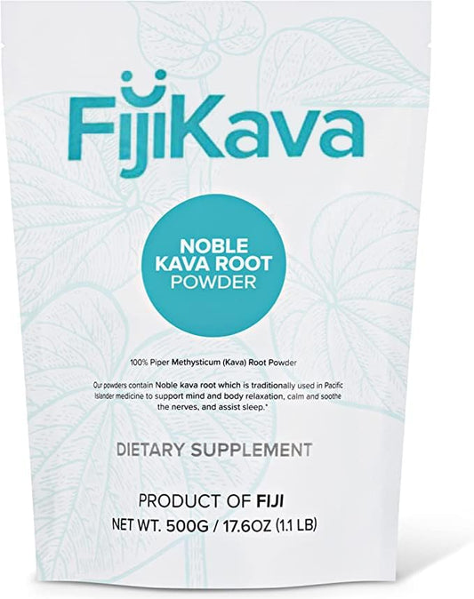 FijiKava Instant Kava Kava Powder 500g – Premium Kava Root Powder with High Kavalactone Content – Natural Relaxation Aid for Calmness, Stress Relief, and Sleep Support – Easy-to-Mix