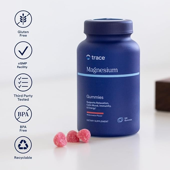 Trace Minerals Magnesium 84mg - Chewable Magnesium Supplement for Bone & Heart Health Support - Immune System Support - Aids Relaxation & Healthy Sleep - Watermelon, 120 Gummies (120 Servings)