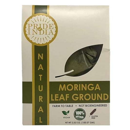 Pride Of India - Premium Grade Pure & Raw Sun-Dried Moringa Leaf Ground, (3.53oz - 100gm) - Energy Boost, Immunity Support, Fat Burn, Multivitamin, Superfood - Amazing Value for Money