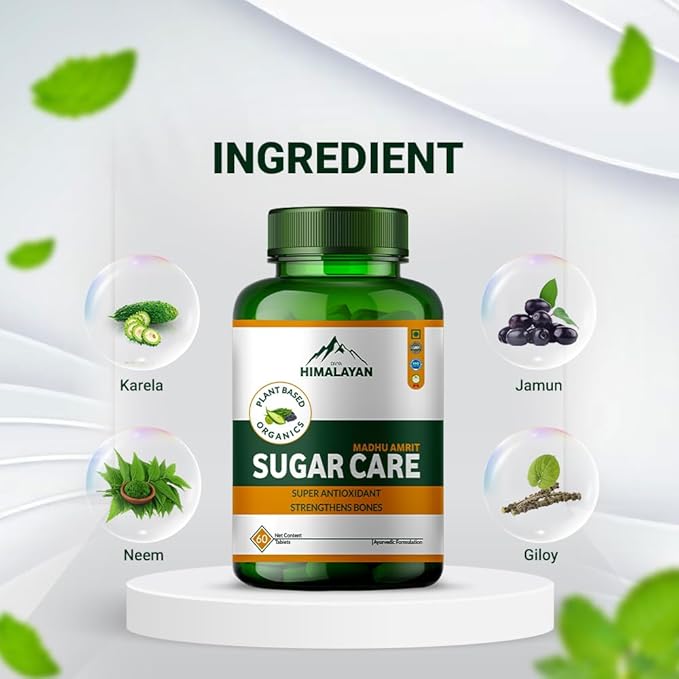 Sugar Care Supplement - Advanced Herbs Mix Blood Glucose Support with Karela, Gudmar, Shilajit & Triphala - Natural Herbal Formula for Healthy Blood Sugar Levels - 60 Tablets