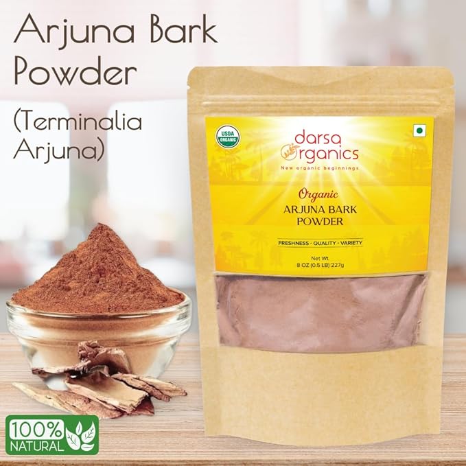 Arjuna Powder, 8 oz - USDA Organic Terminalia Arjuna for Cardiovascular Support, Heart Health and Blood Pressure Maintenance, Arjuna Bark Powder, Non-GMO, Gluten-Free, Kosher