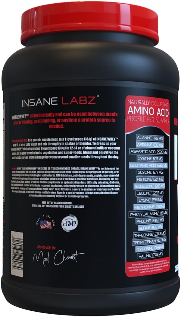 Insane Labz Insane Whey,100% Muscle Building Whey Protein, BCAA Amino Profile, Mass Gainer, Meal Replacement (Chocolate Peanut Butter, 30 Servings)